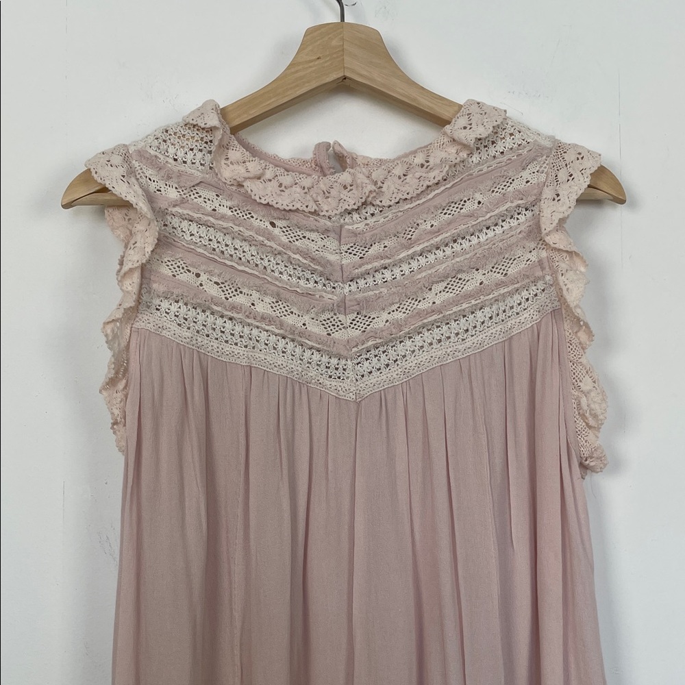 POL Boho Victorian Crochet Sleeveless Lace Trim Coquette Women's M Tunic Top - Picture 5 of 11